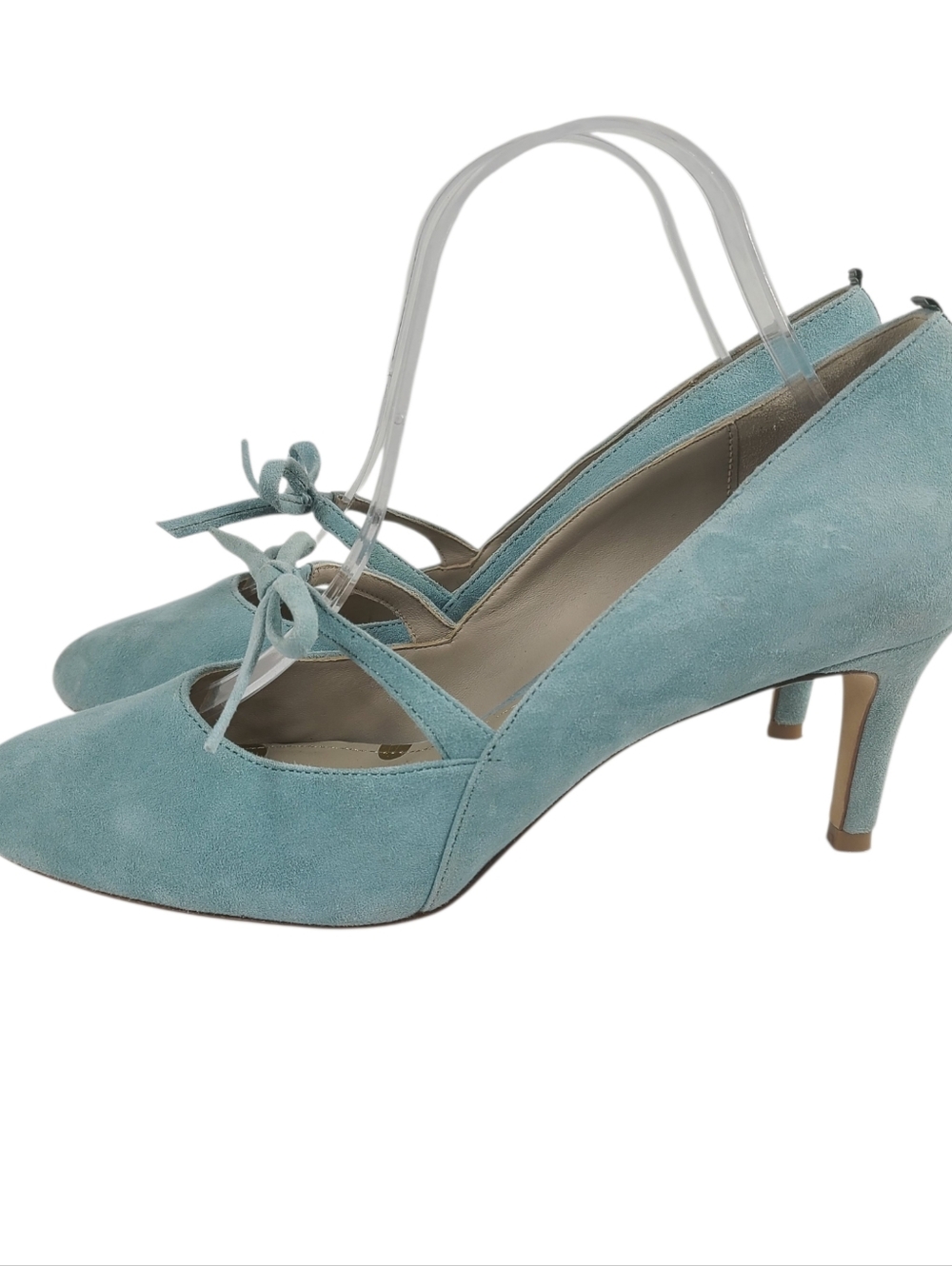 Boden Anthea Heritage Blue Suede Leather Mary Jane Heels With Bow Detail Sz 40/9